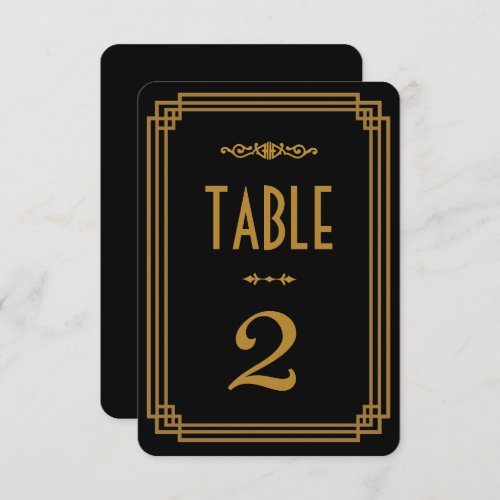 Simple Art Deco Black Wedding Table Numbers