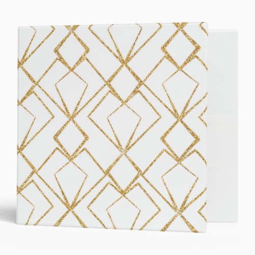 Simple Art Deco Gold Heart Pattern 3 Ring Binder