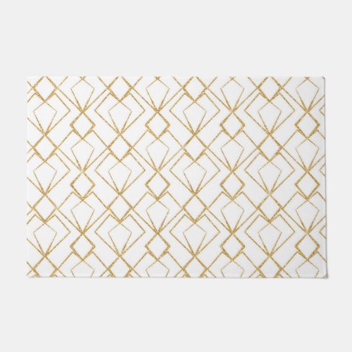 Simple Art Deco Gold Heart Pattern Doormat