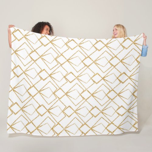 Simple Art Deco Gold Heart Pattern Fleece Blanket