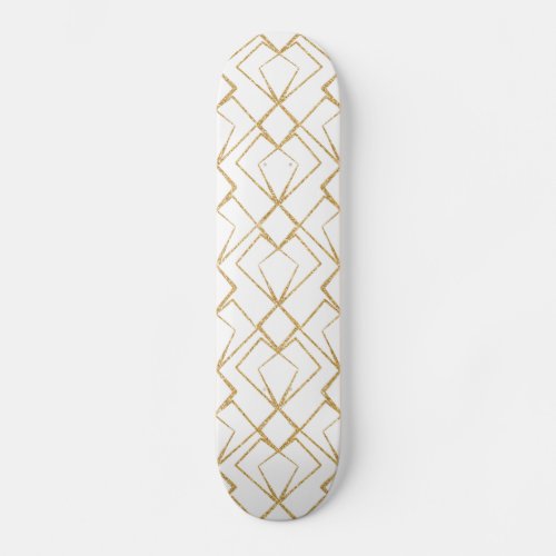 Simple Art Deco Gold Heart Pattern Skateboard