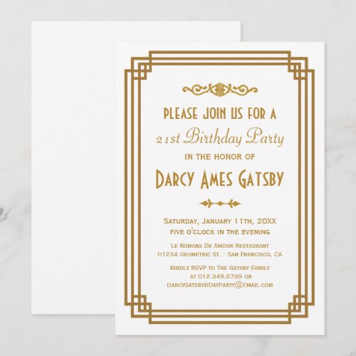 Art Deco Birthday Party Invitations