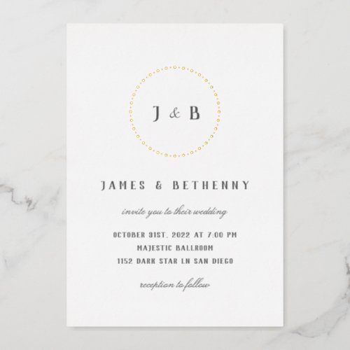 Simple Art Deco Wreath Foil Invitation