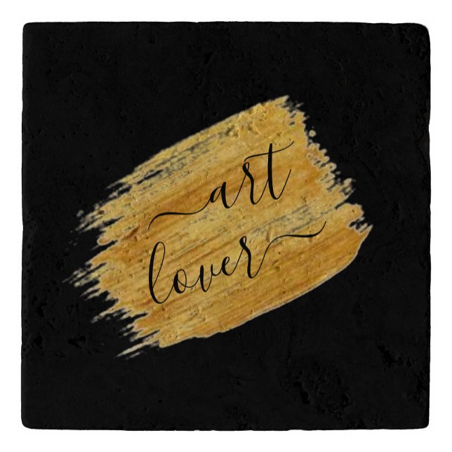 Simple Art Lover Minimalist Design Black + Gold Trivet (Creator Uploaded)