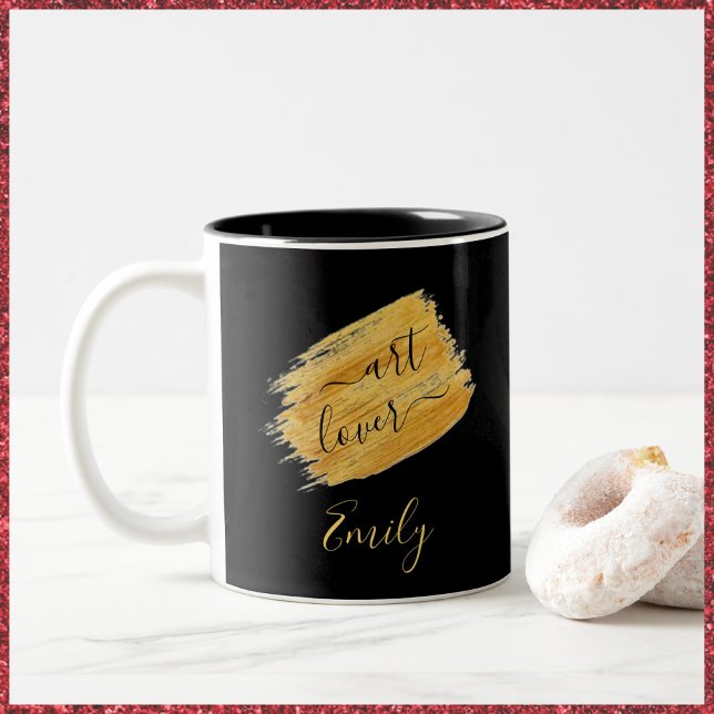 Simple Art Lover Minimalist Design  Two-Tone Coffe Two-Tone Coffee Mug (Creator Uploaded)