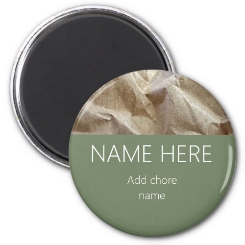 Simple Artichoke Green Crinkled Paper Name Chore Magnet
