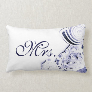 Simple Artistic Navy Blue Seashells Mrs. Pillow