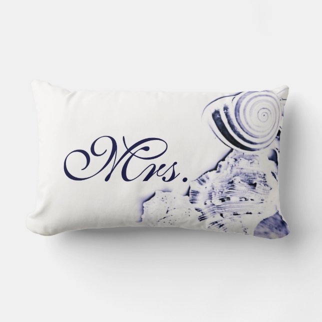 Simple Artistic Navy Blue Seashells Mrs. Pillow (Front)