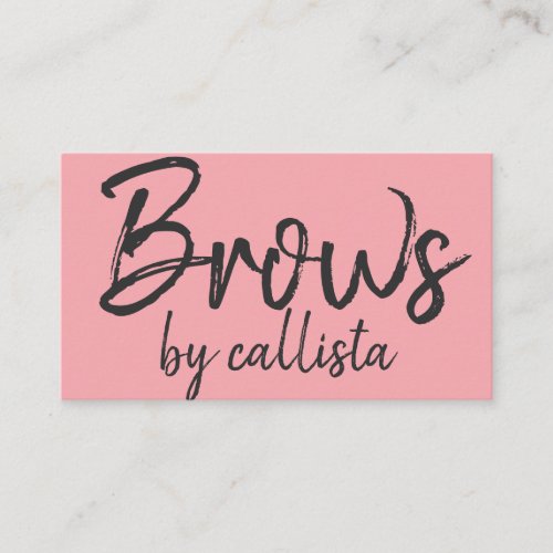 Simple Artsy Black Pink Typography Brow Artist Business Card
