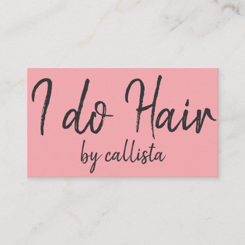 Simple Artsy Black Pink Typography Hairstylist Business Card