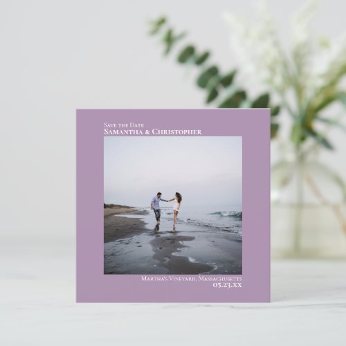 Simple Artsy Minimal Photo Lavender Wedding Save The Date