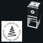 Simple Artsy Tree Name Return Address Christmas Self-inking Stamp<br><div class="desc">Simple Line Art Ribbon-like Tree Name Return Address Christmas. A simple drawing in the Center with your return name and address details curved above and below which can be easily personalised.</div>