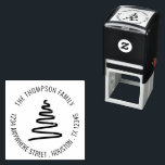 Simple Artsy Tree Name Return Address Christmas Self-inking Stamp<br><div class="desc">Simple Line Art Ribbon-like Tree Name Return Address Christmas. A simple drawing in the Center with your return name and address details curved above and below which can be easily personalised.</div>