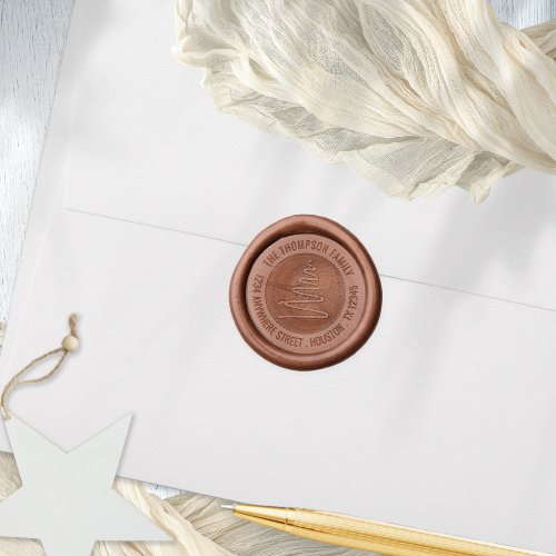 Simple Artsy Tree Name Return Address Christmas Wax Seal Stamp