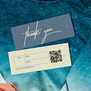Simple Ash Blue Thank You Label Clothing Hang Tag
