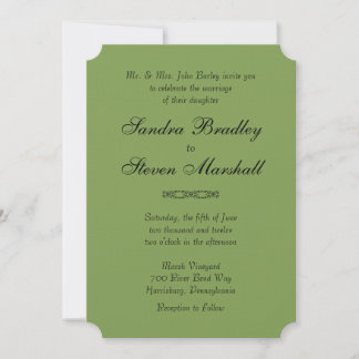 Simple Asparagus Green Wedding Invitations