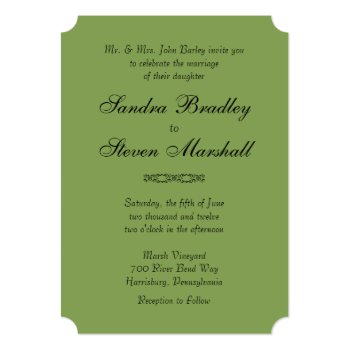 Simple Asparagus Green Wedding Invitations