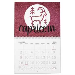 Simple Astrology Zodiac Glitter Birthstone Chart Calendar