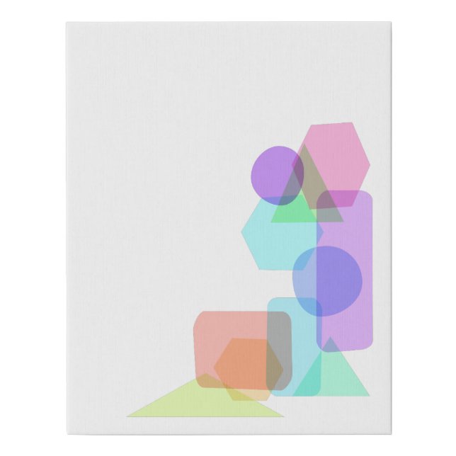 Simple Asymmetrical Pastel Color Geometric Shapes Faux Canvas Print (Front)