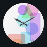 Simple Asymmetrical Pastel Color Geometric Shapes Large Clock<br><div class="desc">Simple Asymmetrical Pastel Color Geometric Shapes</div>