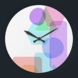 Simple Asymmetrical Pastel Color Geometric Shapes Large Clock<br><div class="desc">Simple Asymmetrical Pastel Color Geometric Shapes</div>