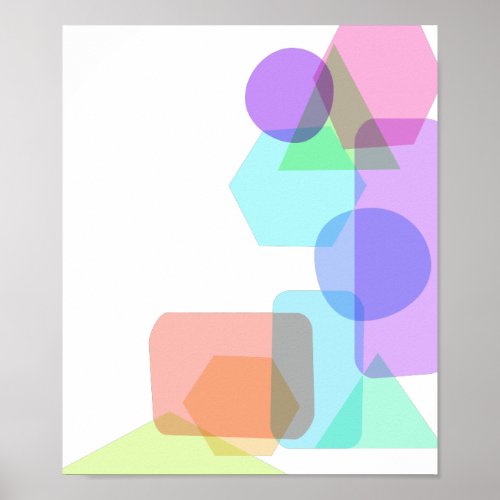 Simple Asymmetrical Pastel Color Geometric Shapes Poster