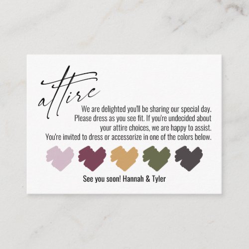 Simple Attire Wedding Color Palette Suggestions Enclosure Card
