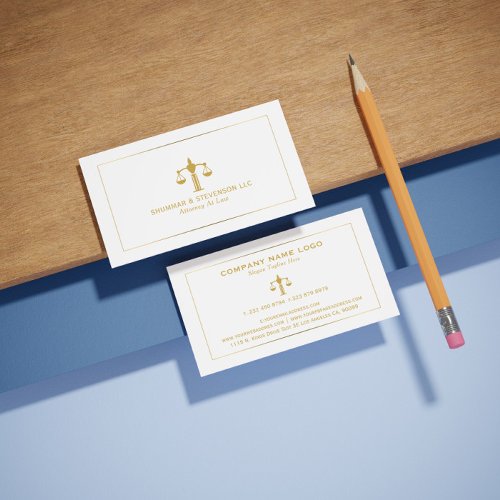 Simple Attorney At Law_Simple Gold Scale  Border Business Card