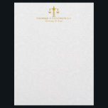 Simple Attorney At Law-Simple Gold Scale & Border Letterhead<br><div class="desc">Simple elegant minimalistic professional attorney at law business card design. Gold scale justice symbol with tin gold border frame over white customizable background.</div>