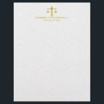 Simple Attorney At Law-Simple Gold Scale & Border Letterhead<br><div class="desc">Simple elegant minimalistic professional attorney at law business card design. Gold scale justice symbol with tin gold border frame over white customizable background.</div>