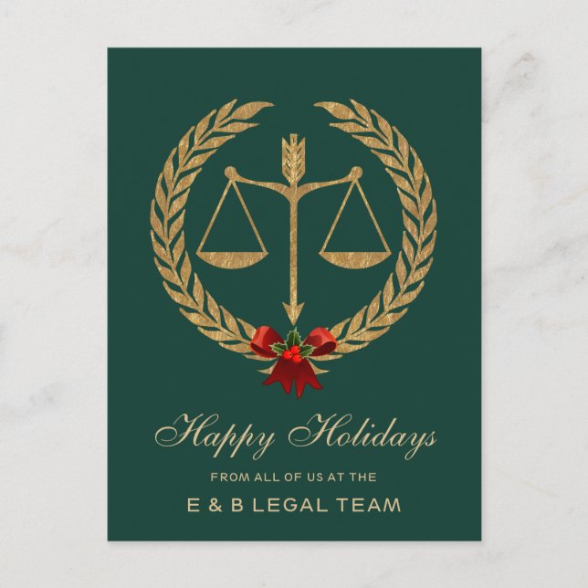 Simple Attorney Christmas Holiday Postcard (Front)