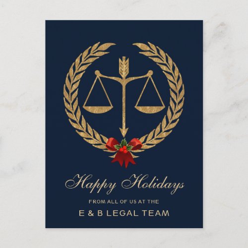 Simple Attorney Christmas Holiday Postcard