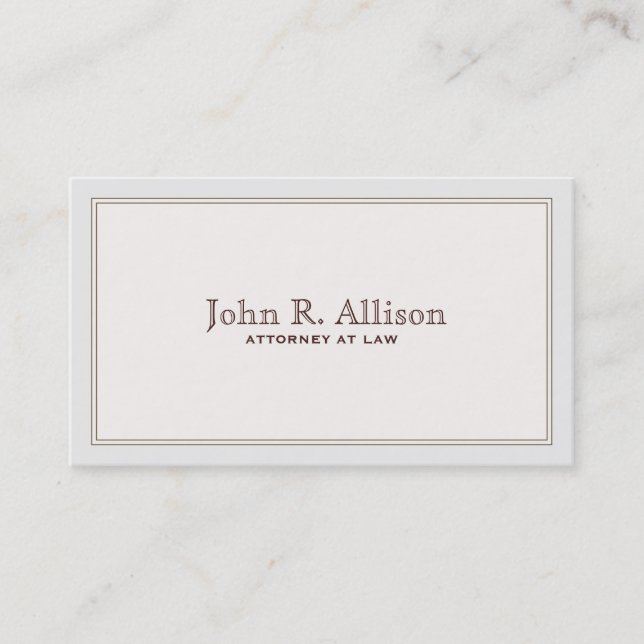 Simple Attorney Ivory with Border Business Card (Front)