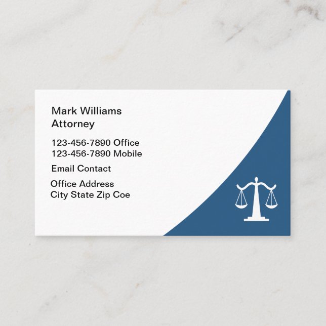 Simple Attorney Law Office Business Cards (Front)