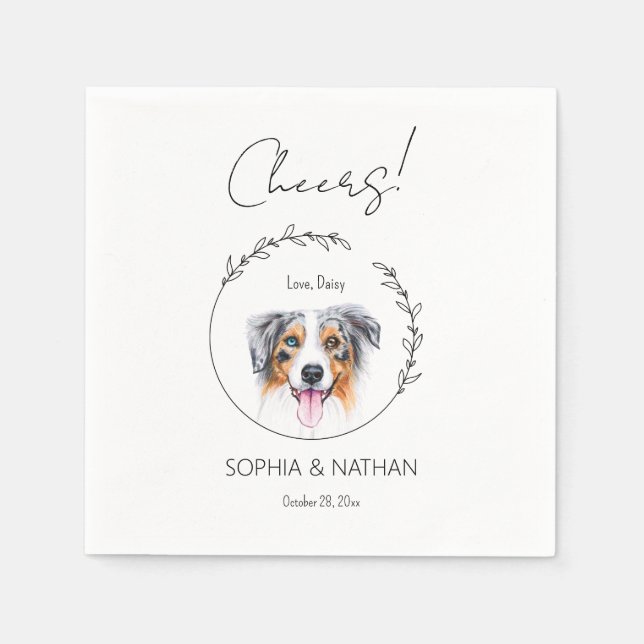 Simple Australian Shepherd Dog Wedding Cocktail  Napkins (Front)