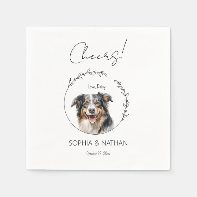 Simple Australian Shepherd Dog Wedding Cocktail  Napkins (Front)