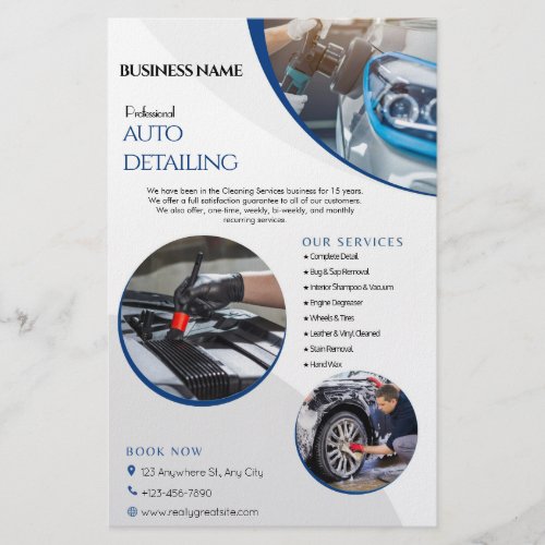 simple Auto Detailing Cleaning Service Business  Flyer