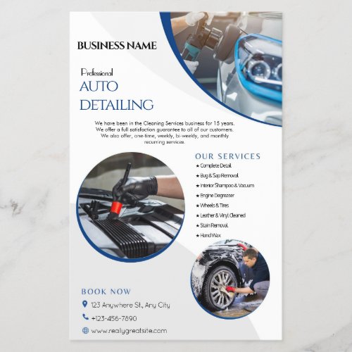 simple Auto Detailing Cleaning Service Business  Flyer