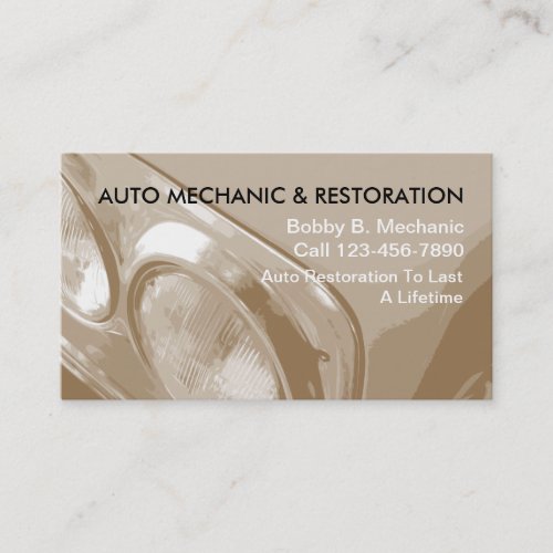 Simple Auto Restoration Business Cards