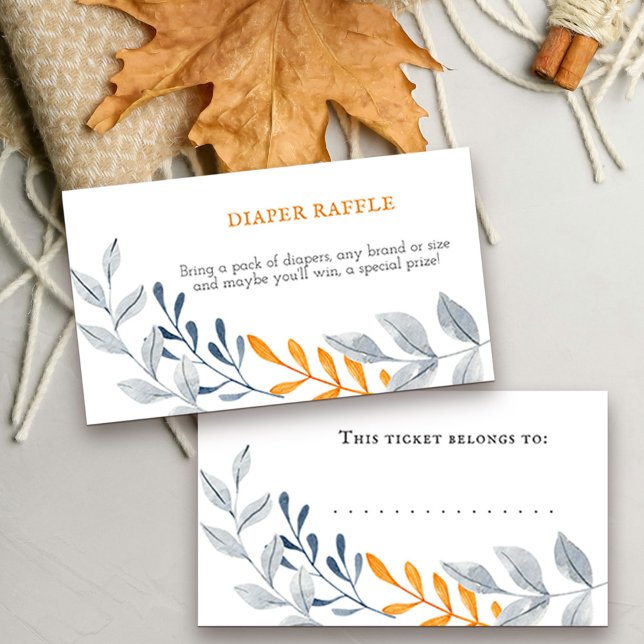Simple Autumn Foliage Diaper Raffle Ticket Enclosure Card (Fall baby shower diaper raffle ticket)