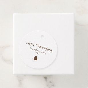 Simple Autumn Leaf Modern Family Thanksgiving Favor Tags