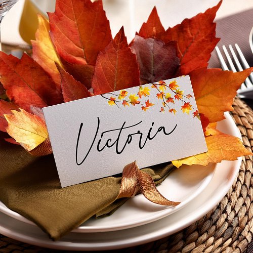 Simple autumn leaves place card