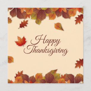 Simple Autumn Leaves Thanksgiving Invitation