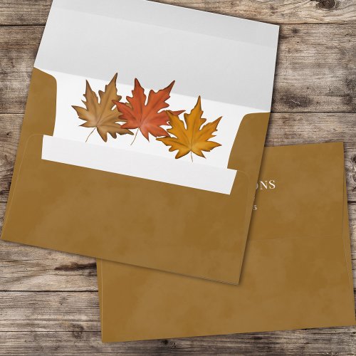 Simple Autumn Watercolor Foliage Maple Leaves Envelope