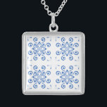 Simple Azulejo  Sterling Silver Necklace<br><div class="desc">This contemporary blue & white azulejo (Portuguese tile) necklace is sure to brighten your day!</div>