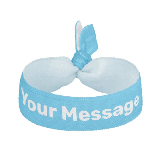 Simple Azure and White Your Message Template Elastic Hair Tie (Front)