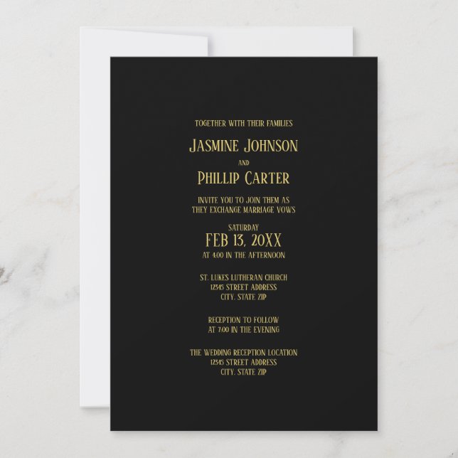 Simple B&G Design- Wedding/Reception Invitation (Front)