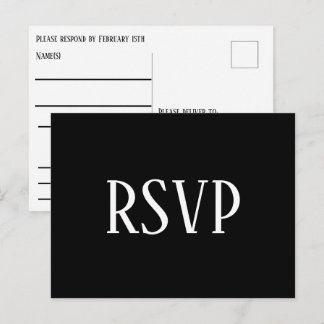 Simple B&W Design- RSVP/Dinner Choices Postcard