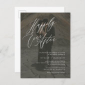 Simple B&W Happily Ever After Script Photo Wedding Invitation Postcard (Front/Back)