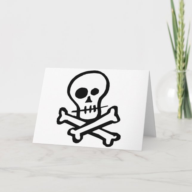Simple B&W Skull & Crossbones Card (Front)